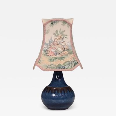 S holm Stent j Small Table Lamp Dark Blue Stoneware Denmark 1960s