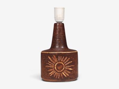 S holm Stent j Sun Table Lamps Brown Glazed Stoneware Denmark 1960s