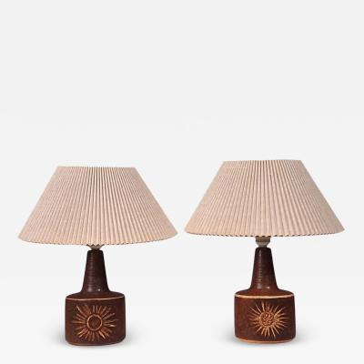 S holm Stent j Sun Table Lamps Brown Glazed Stoneware Denmark 1960s