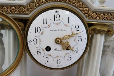 S vres Parian Attr Louis XV French Mantle Clock Parian Bronze 19th Century