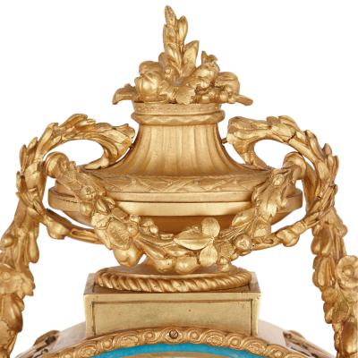 S vres style porcelain and gilt bronze mantel clock