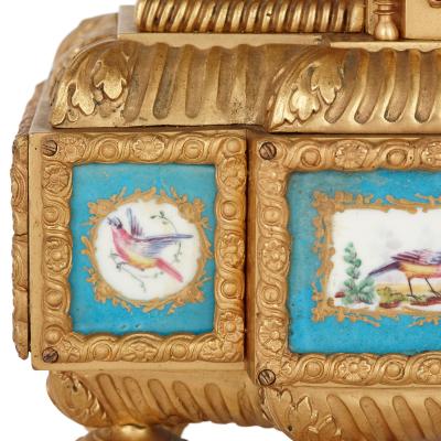 S vres style porcelain and gilt bronze mantel clock
