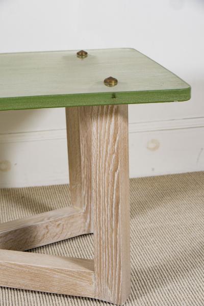 SAINT GOBAIN GLASS AND CERUSED OAK LOW TABLE