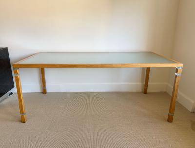 SAINT GOBAIN GLASS TOP DINING TABLE