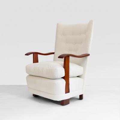 SCANDINAVIAN ART DECO LOUNGE CHAIRS WITH MAHOGANY FRAMES