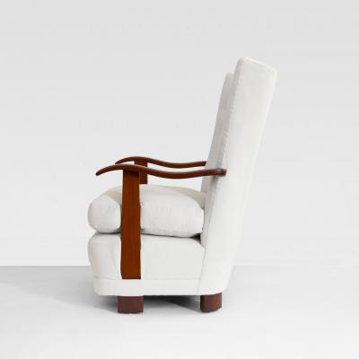 SCANDINAVIAN ART DECO LOUNGE CHAIRS WITH MAHOGANY FRAMES