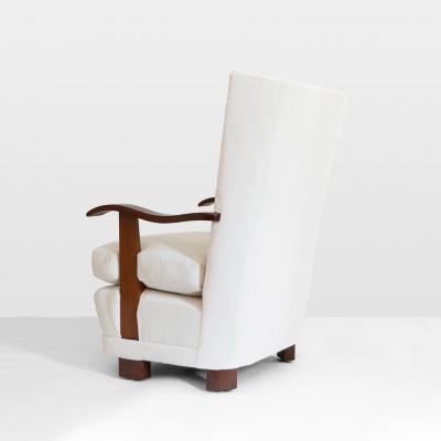 SCANDINAVIAN ART DECO LOUNGE CHAIRS WITH MAHOGANY FRAMES