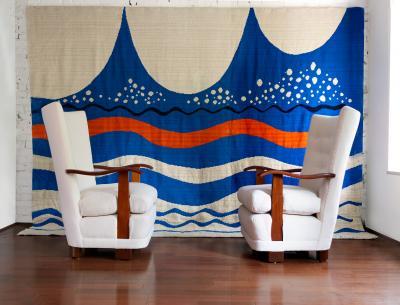 SCANDINAVIAN ART DECO LOUNGE CHAIRS WITH MAHOGANY FRAMES