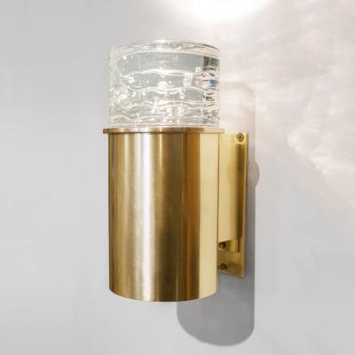 SCANDINAVIAN BRASS SCONCES WITH SOLID CRYSTAL SHADES