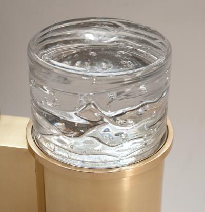 SCANDINAVIAN BRASS SCONCES WITH SOLID CRYSTAL SHADES