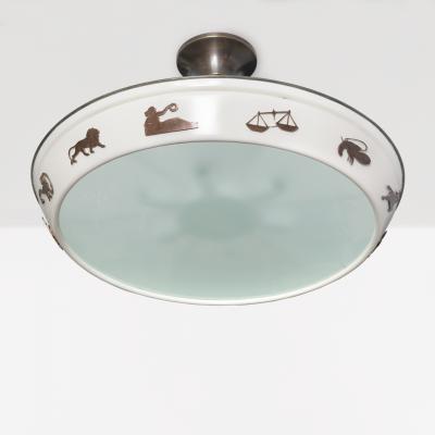 SCANDINAVIAN MODERN LACQUERED ZODIAC PENDANT WITH PATINATED SYMBOLS