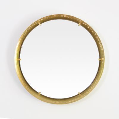 SCANDINAVIAN MODERN ROUND PIERCED BRASS MIRROR 
