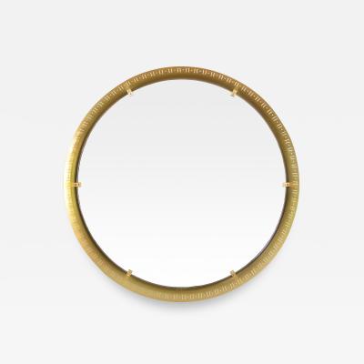 SCANDINAVIAN MODERN ROUND PIERCED BRASS MIRROR 