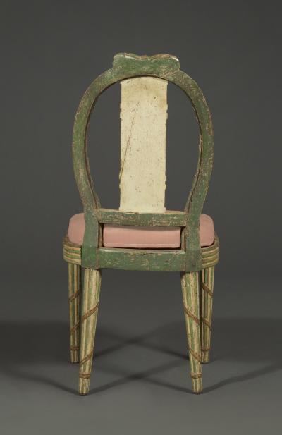 SET OF 10 CHAIRS CANAP WITH ORIGINAL PAINTED FASCES LAUREL DECORATION