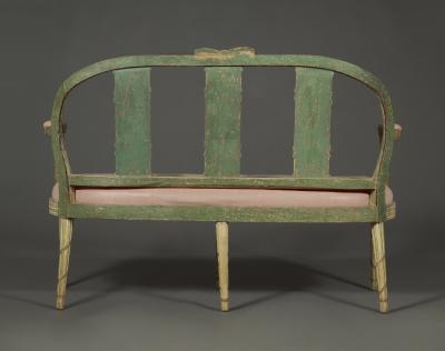 SET OF 10 CHAIRS CANAP WITH ORIGINAL PAINTED FASCES LAUREL DECORATION