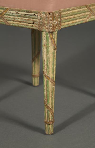 SET OF 10 CHAIRS CANAP WITH ORIGINAL PAINTED FASCES LAUREL DECORATION