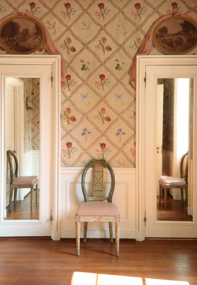 SET OF 10 CHAIRS CANAP WITH ORIGINAL PAINTED FASCES LAUREL DECORATION