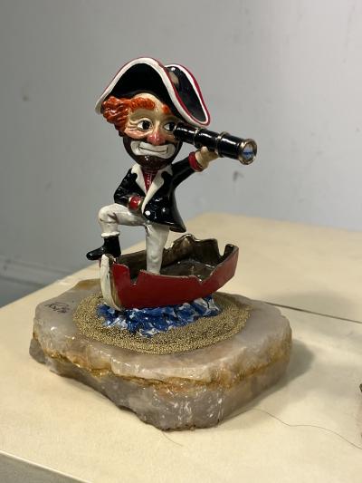 SET OF 26 HIGHLY DETAILED ENAMELED METAL ON ONYX BASES CLOWNS IN ACTIVITY