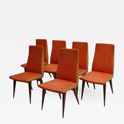 SET OF 6 FRENCH 1950S BEECH CHAIRS