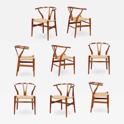 SET OF 8 VINTAGE HANS WEGNER WISHBONE CHAIRS