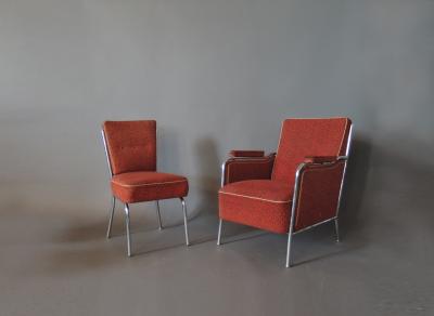 SET OF FOUR CZECH 1930S TUBULAR CHROME CHAIRS