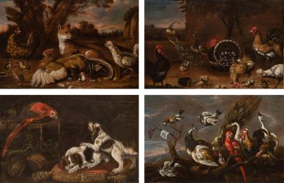 SET OF FOUR LATE 17TH CENTURY FRENCH SCHOOL PAINTINGS