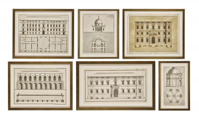 SET OF SIX 18TH CENTURY ITALIAN ARCHITECTURAL DRAWINGS