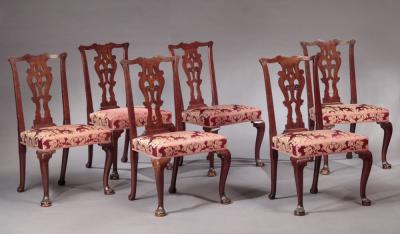 SET OF SIX CHIPPENDALE DINING CHAIRS