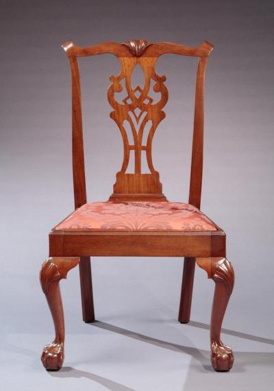SET OF SIX CHIPPENDALE MAHOGANY DINING CHAIRS