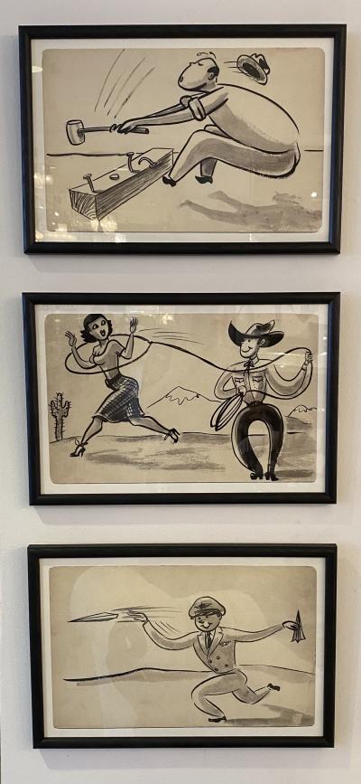 SET OF THREE PEN AND INK GICLEE PRINTS