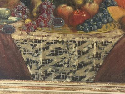 SIGNED 1940S STILL LIFE WITH FRUIT CANTALOPE THEOREM PAINTING