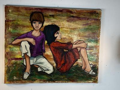 SIGNED 1963 POP ART CHILDREN PAINTING