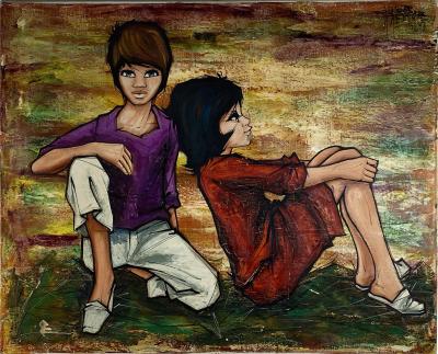 SIGNED 1963 POP ART CHILDREN PAINTING