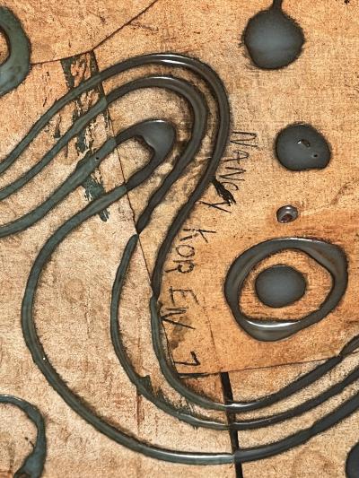 SIGNED ABSTRACT PAINTING ON MASONITE 1971