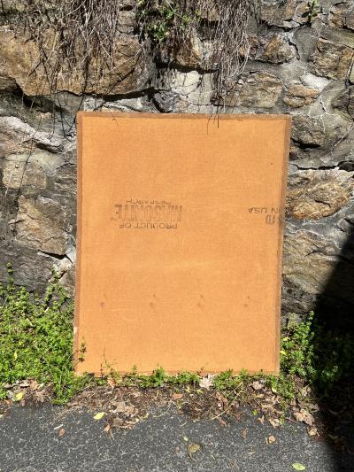 SIGNED ABSTRACT PAINTING ON MASONITE 1971