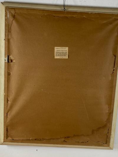 SIGNED ART DECO FUTURIST CITY BLACK AND WHITE WATERCOLOR