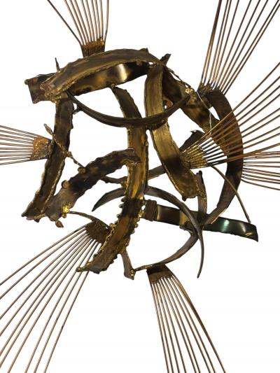 SIGNED BRUTALIST MIXED METALS SPRAY WALL SCULPTURE