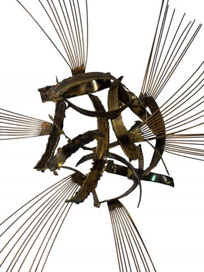SIGNED BRUTALIST MIXED METALS SPRAY WALL SCULPTURE