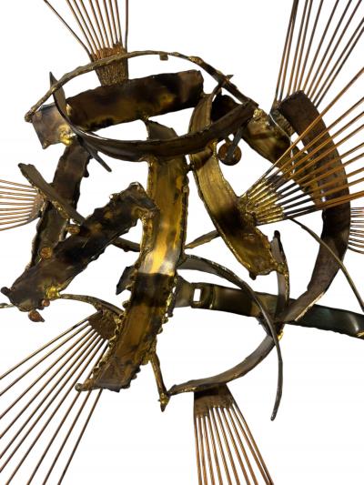 SIGNED BRUTALIST MIXED METALS SPRAY WALL SCULPTURE