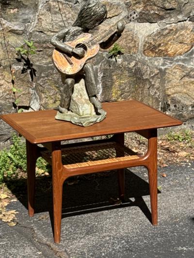 SIGNED BRUTALIST MIXED METALS WOMAN PLAYING GUITAR SCULPTURE