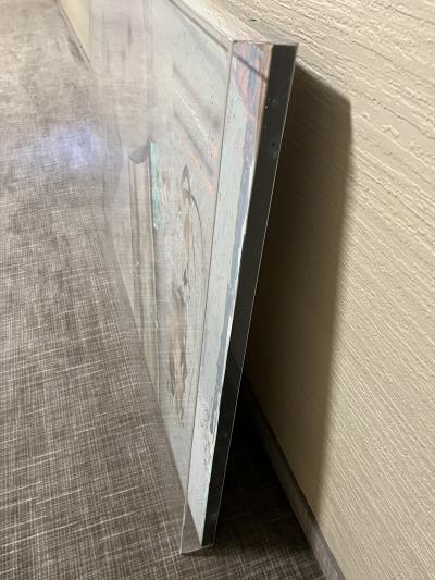 SIGNED LARGE LUCITE CASED POST MODERN ABSTRACT PAINTING ON CANVAS