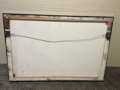 SIGNED LARGE LUCITE CASED POST MODERN ABSTRACT PAINTING ON CANVAS