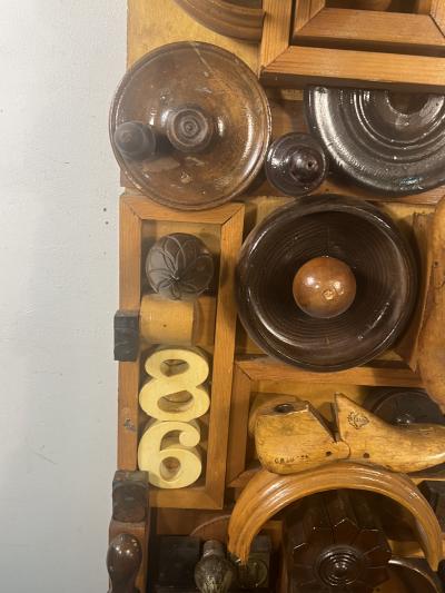 SIGNED MODERN ASSEMBLED WOOD FOUND OBJECTS WALL SCULPTURE
