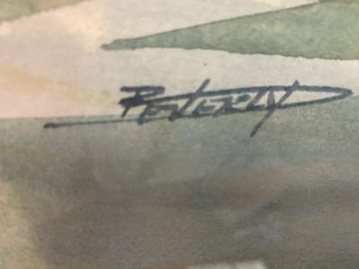 SIGNED MODERN SWANS WATERCOLOR