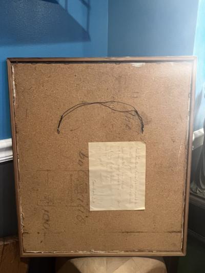 SIGNED MODERNIST SEAGULL PAINTING WITH POEM EN VERSO