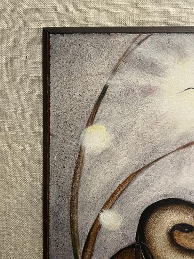 SIGNED MODERNIST SEAGULL PAINTING WITH POEM EN VERSO