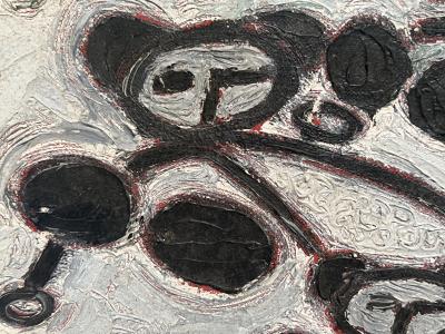 SIGNED MODERNIST THREE BLIND MICE OIL PAINTING