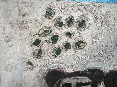 SIGNED MODERNIST THREE BLIND MICE OIL PAINTING