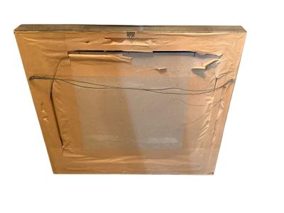 SIGNED RED ROOSTER WITH PUMPKINS FARMLAND FRAMED GLASS REVERSED PAINTING