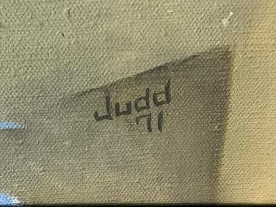 SIGNED SURREALIST GARGOYLES AND BLUEBIRDS PAINTING